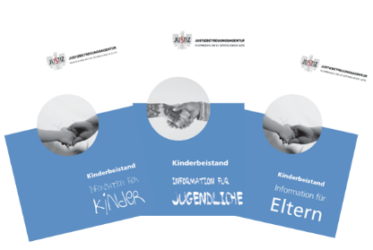 Deckblätter der drei neuen Broschüren Kinderbeistand